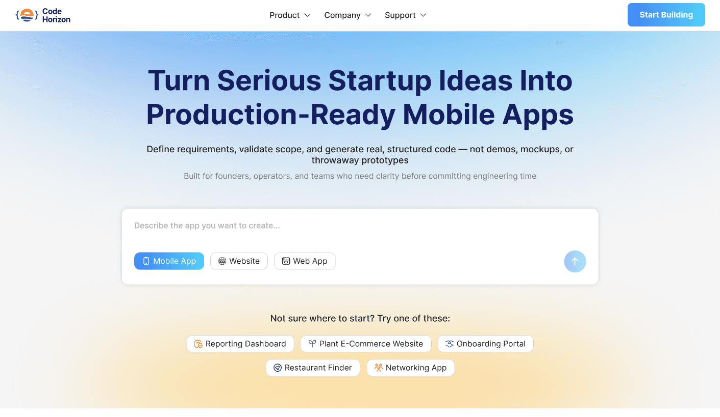 Lotus / Code Horizon, AI Software Platform web screen