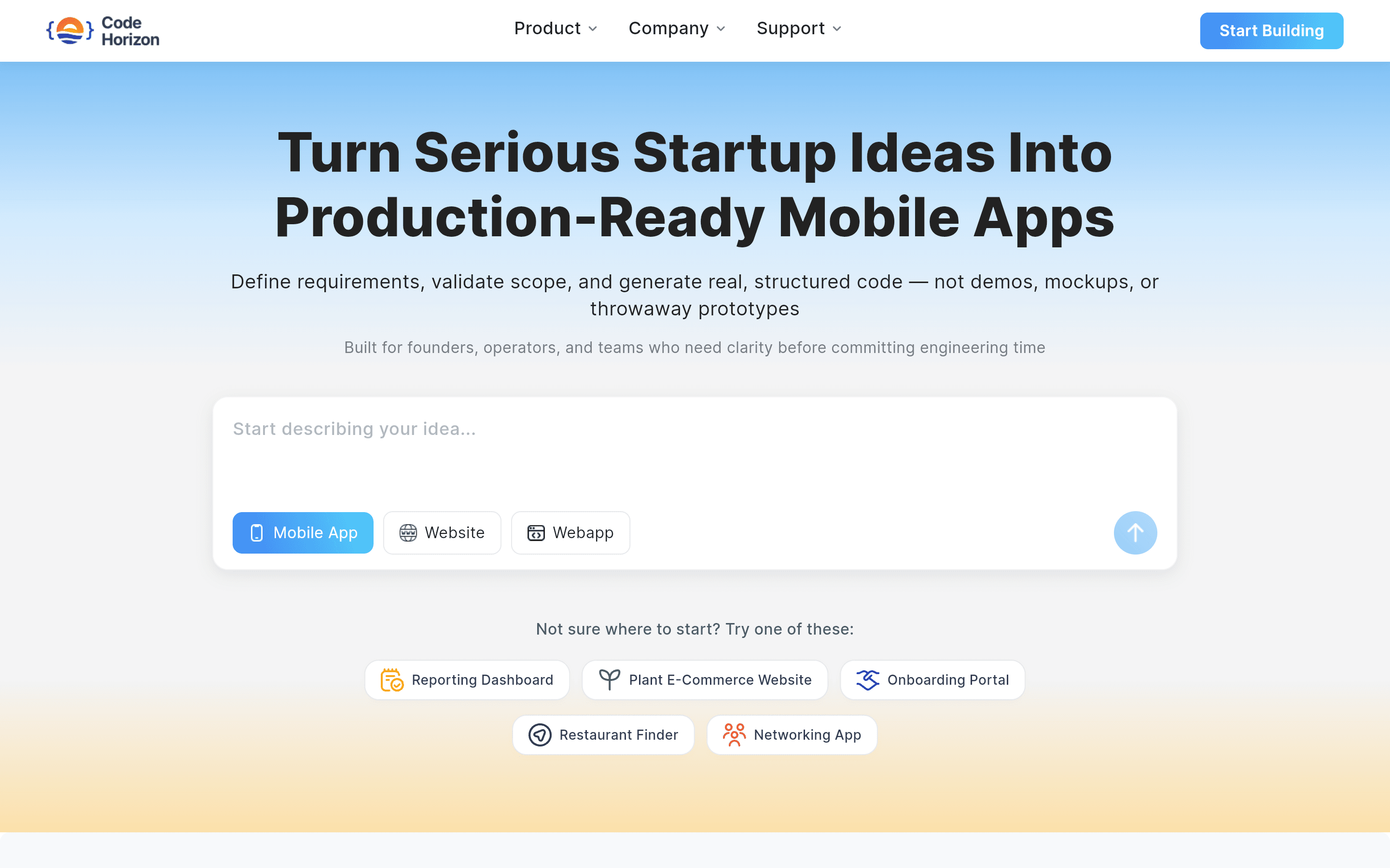 Lotus / Code Horizon, AI Software Platform web screen